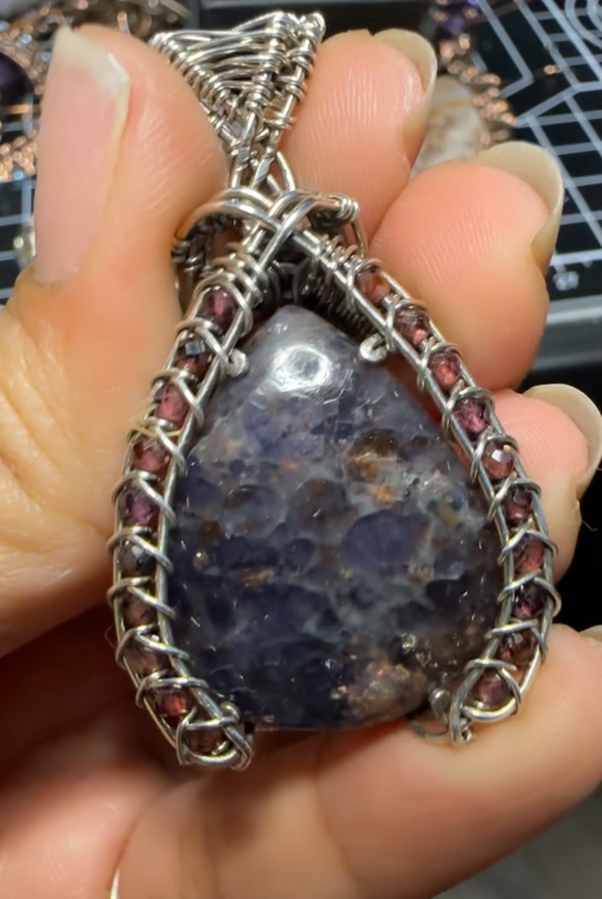 925 Iolite Sunstone with Garnet