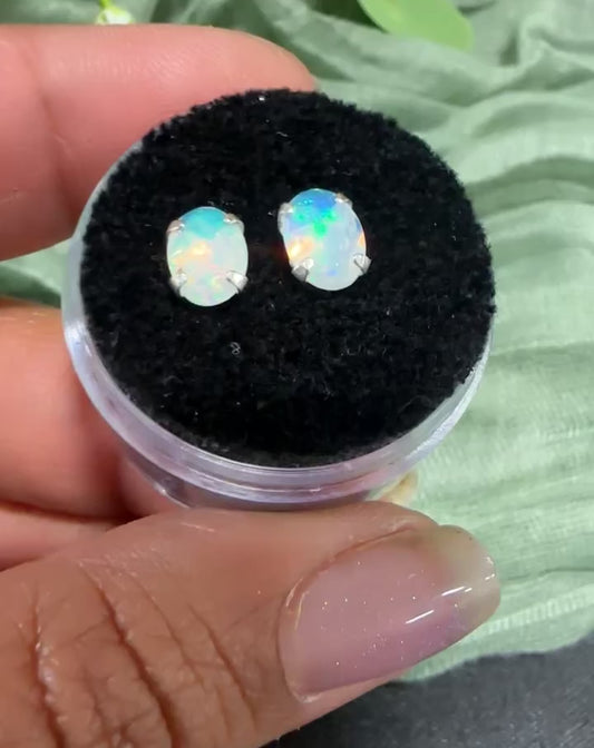 925 Ethiopian Opal Studs