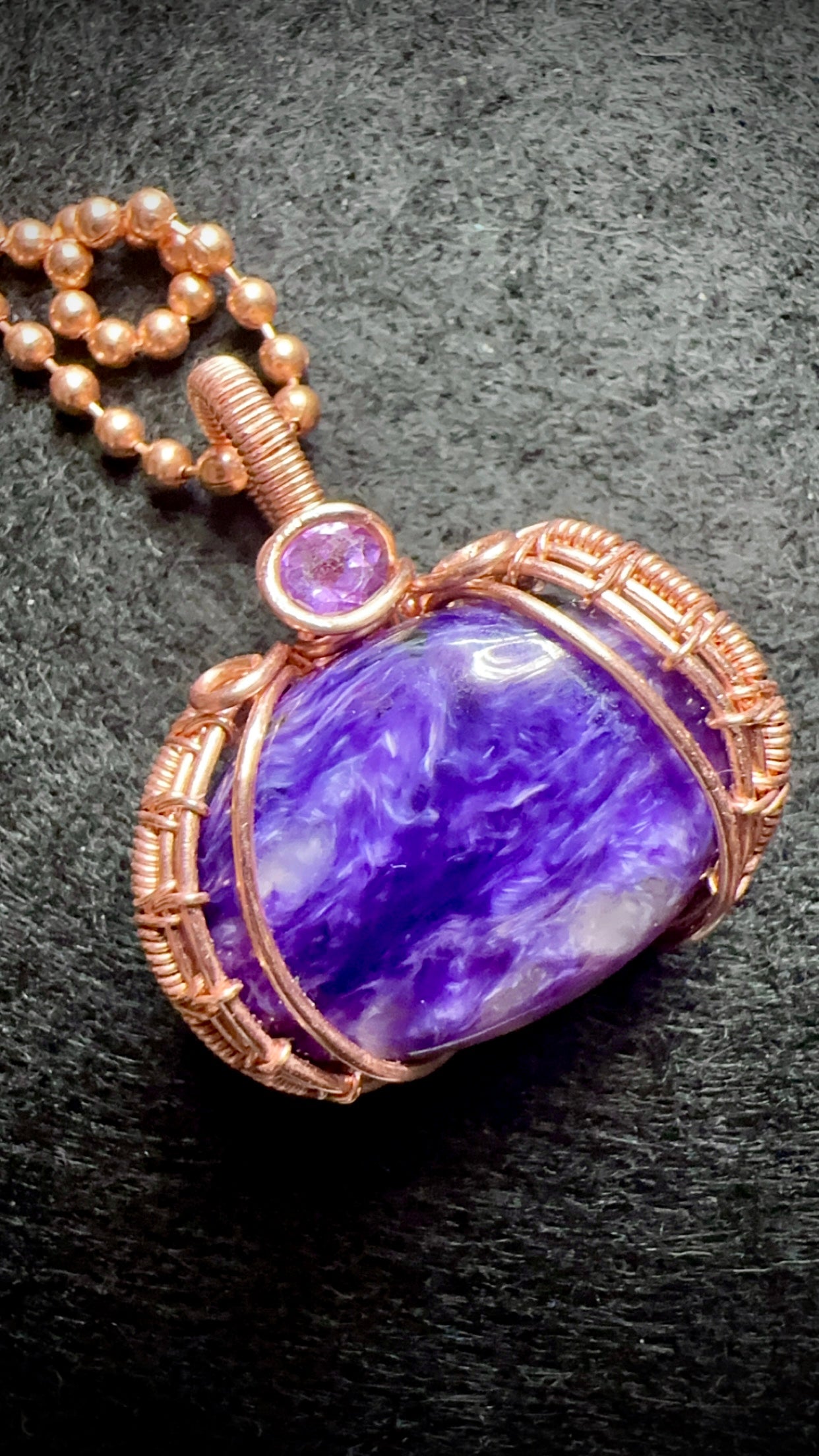 Charoite with Amethyst Pendant