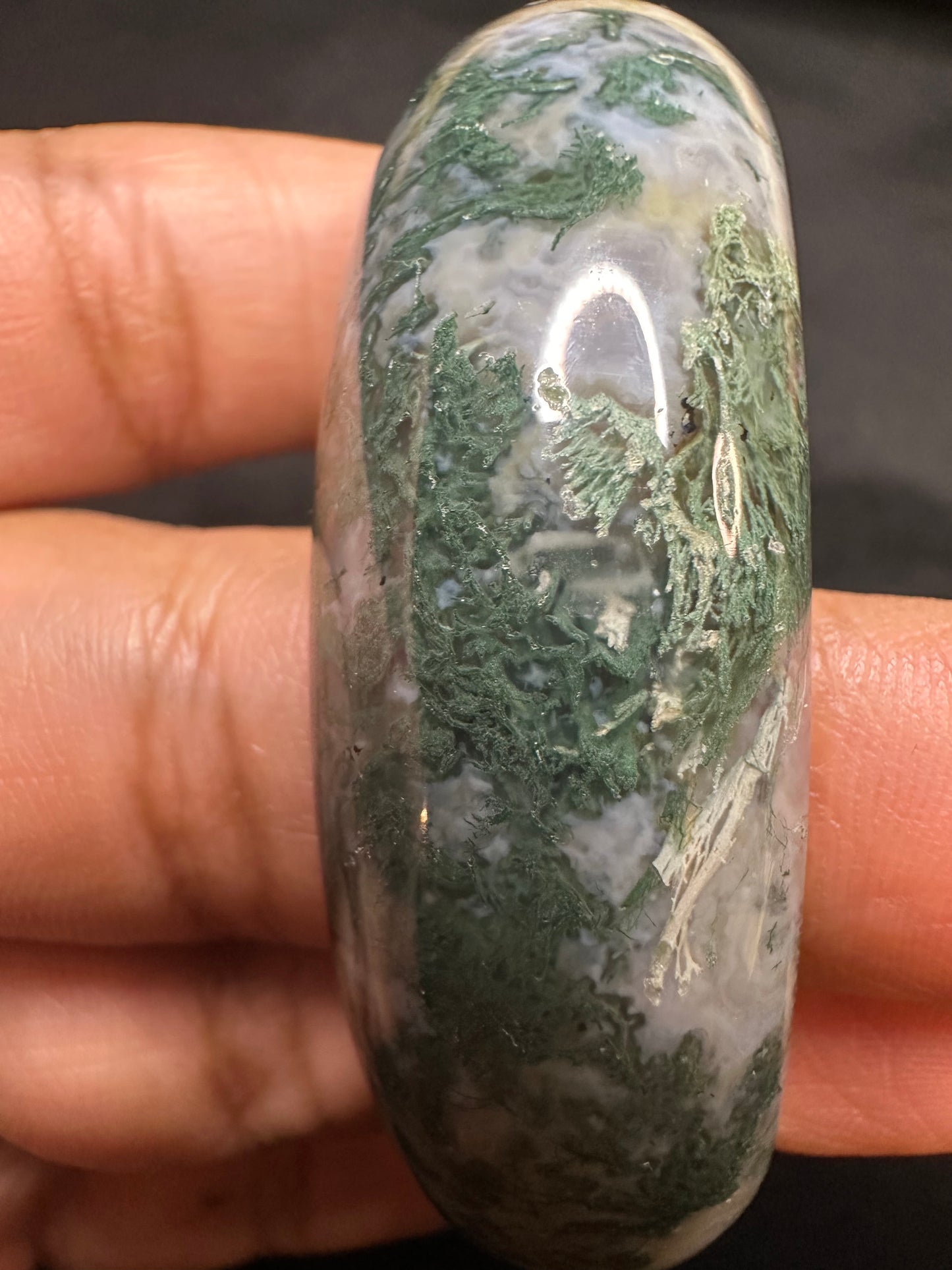 Moss Agate and Quartz Half Bangle
