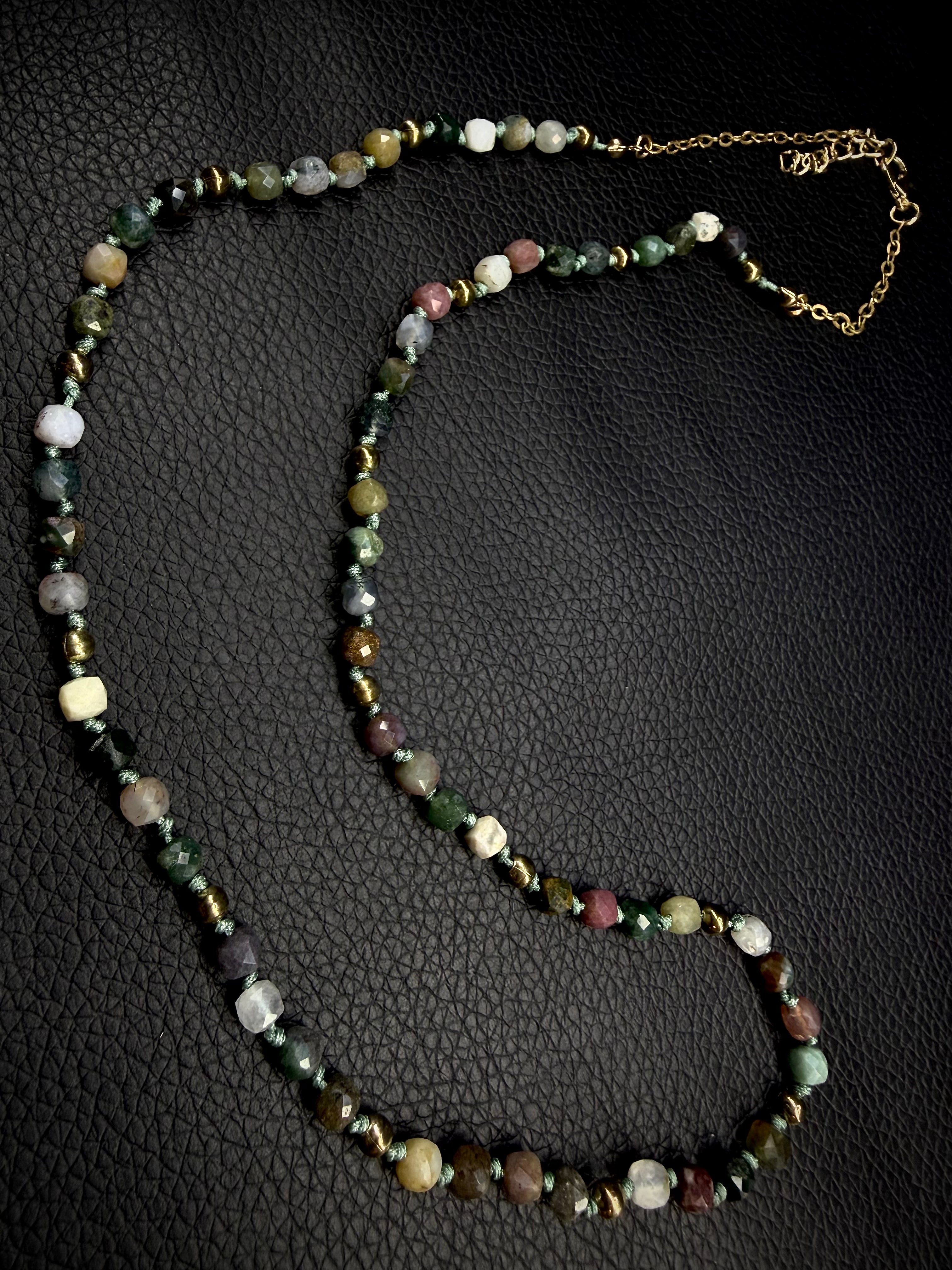 Indian Agate Silk Knot Necklace