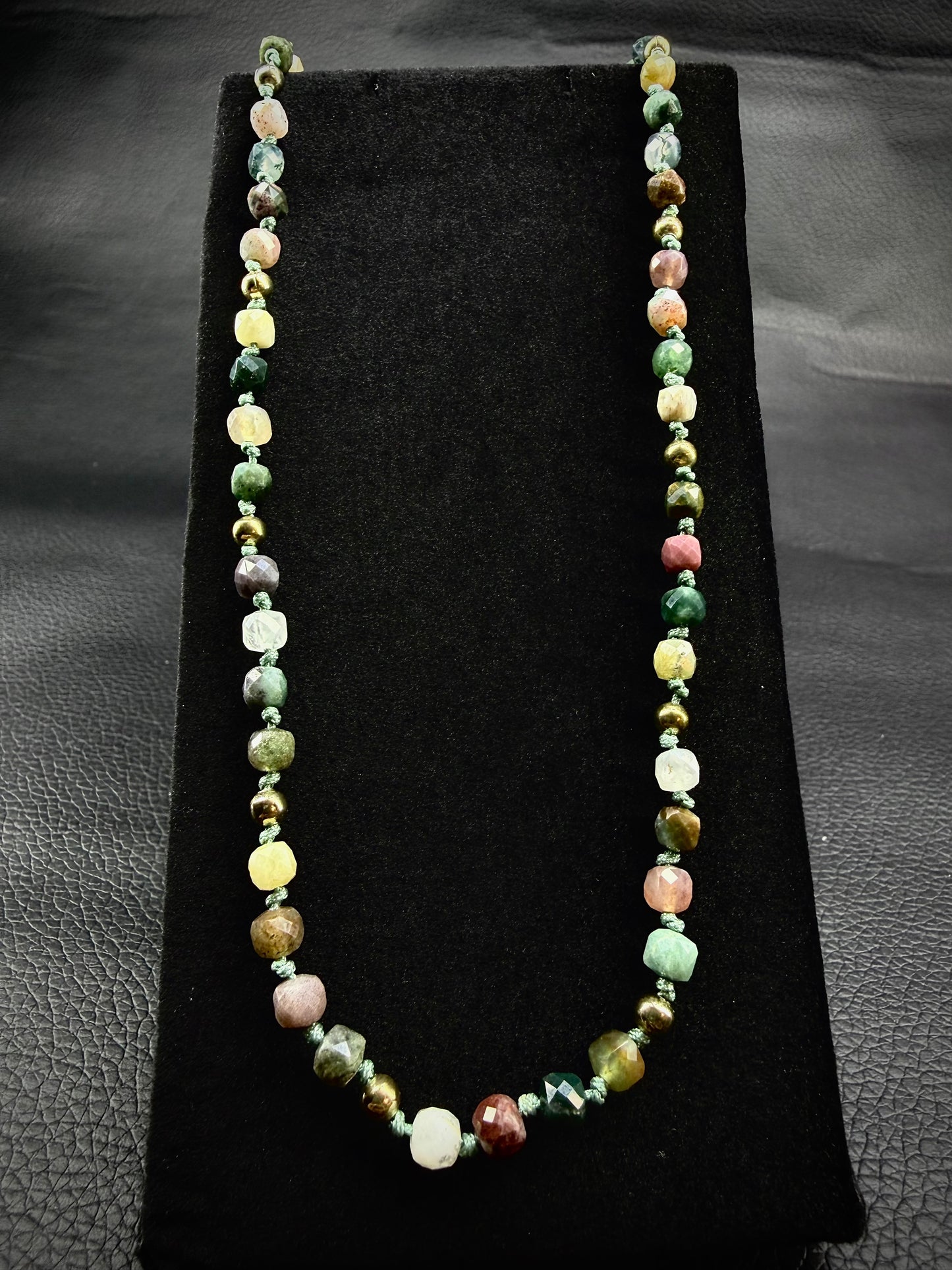 Indian Agate Silk Knot Necklace