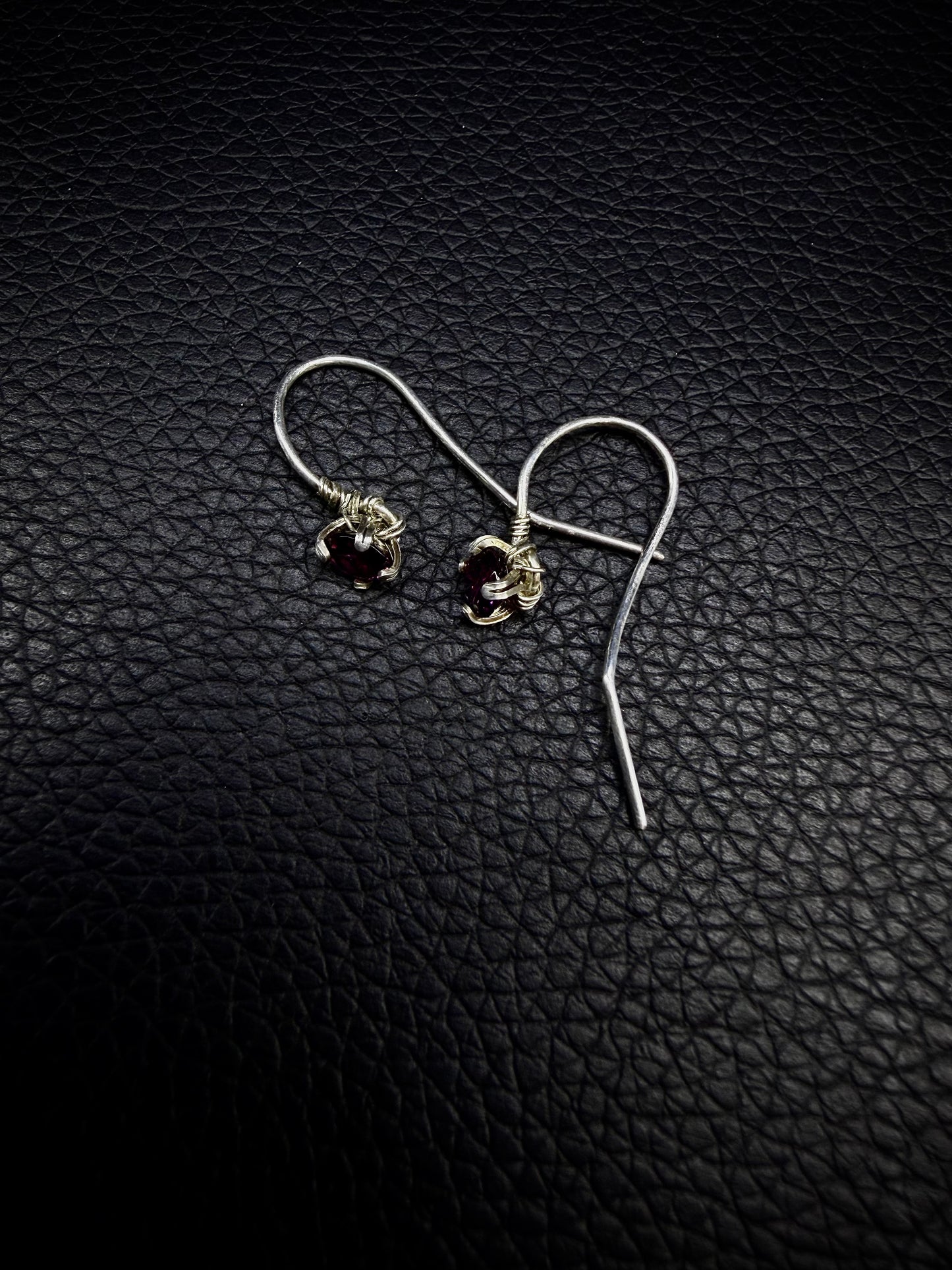 925 Rhodolite Garnet Hook Studs