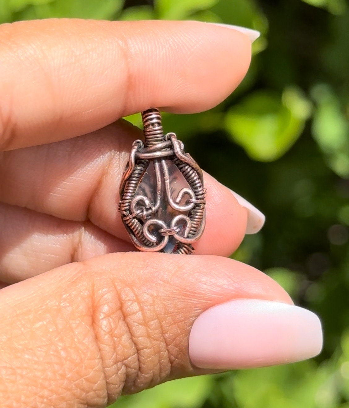 Dendritic Agate w/Sunstone Pendant