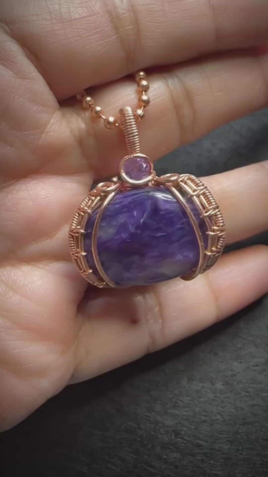 Charoite with Amethyst Pendant