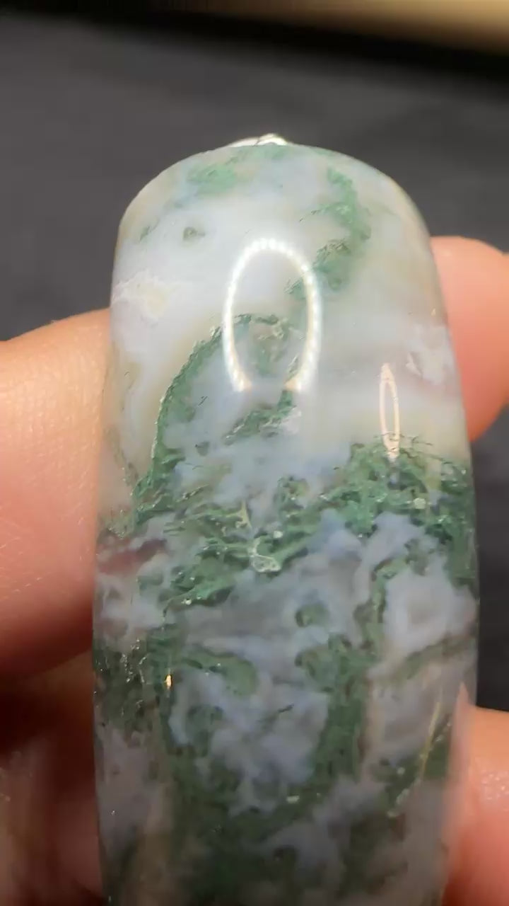 Moss Agate and Quartz Half Bangle