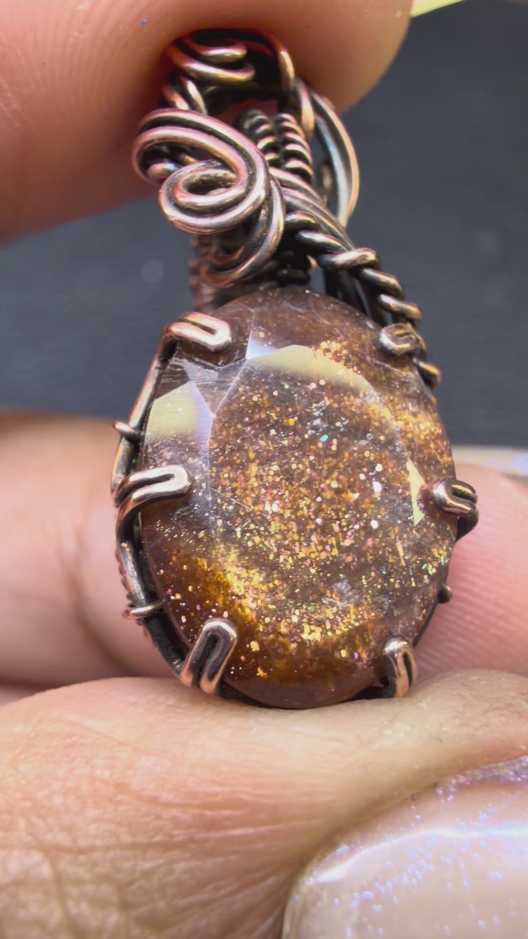 Cocoa Sunstone Mini Pendant