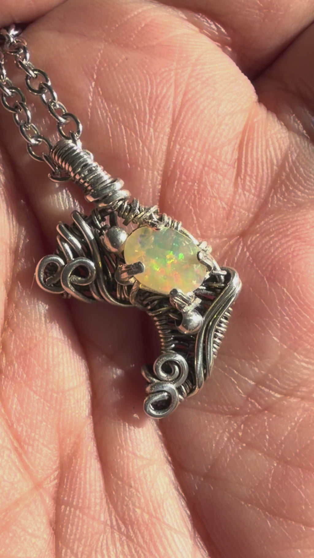 925 Honey Opal Moon Pendant
